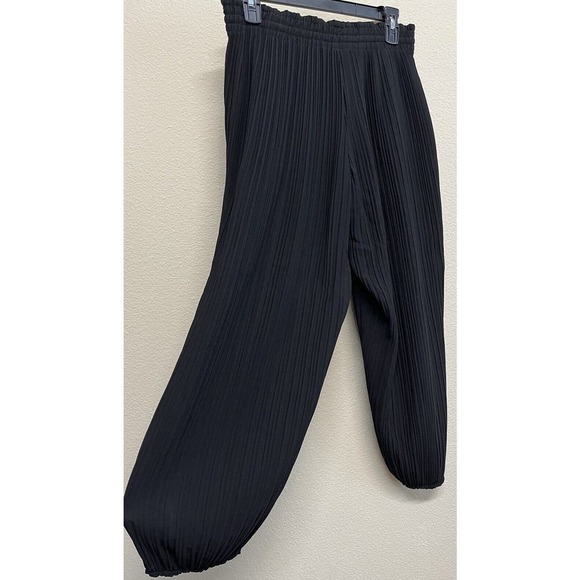 AYR Pleaded Barrel Leg Jogger Pants Size S Black Side Slits Drawcord - Picture 8 of 12